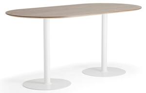 AJ Produkty Barový stůl METRIC, oválný, 2000x1000x900 mm, bílá/ořech