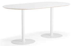 AJ Produkty Barový stůl METRIC, oválný, 2000x1000x900 mm, bílá