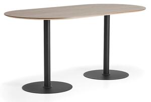 AJ Produkty Barový stůl METRIC, oválný, 2000x1000x900 mm, černá/ořech