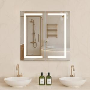 Zrcadlová skříňka do koupelny s osvětlením - 65 x 65 cm - LED, stmívatelná - s funkcí proti zamlžování