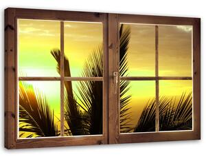 Obraz na plátně Okno - pohled na palmové listy Rozměry: 60 x 40 cm
