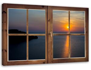 Obraz na plátně Okno - západ slunce nad vodou Rozměry: 60 x 40 cm