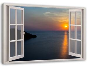 Obraz na plátně Okno - západ slunce nad zálivem Rozměry: 60 x 40 cm