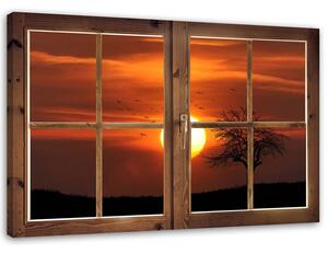 Obraz na plátně Okno - západ slunce Rozměry: 60 x 40 cm