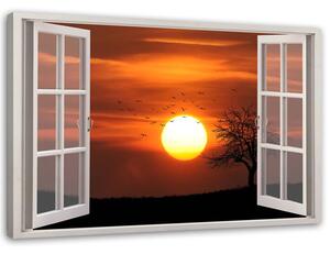 Obraz na plátně Okno - západ slunce Rozměry: 60 x 40 cm