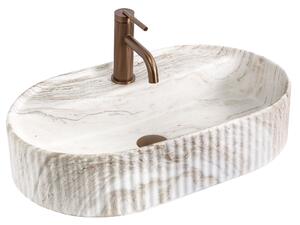 Rea Marcela Kallisto, umyvadlo na desku 600×370×135 mm, béžová matná-imitace kamene, REA-U3517