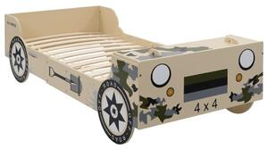 Dětská postel ve tvaru terénního auta 90 x 200 cm maskáčová