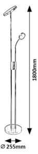 Rabalux 3240 OPHUS - LED stojací stmívatelná černá lampa se čtečím ramenem, LED 18,5 + 4,5W, 3000K (Stojací lampa v matné černé barvě manuálně stmívatelná)