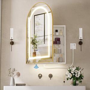 Zrcadlová skříňka do koupelny s LED osvětlením - 60x16x90 cm - Bílá - 3 barvy světla - Dřevo