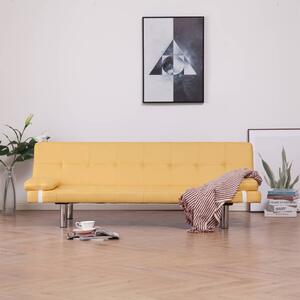 282190 Sofa Bed with Two Pillows Yellow Polyester