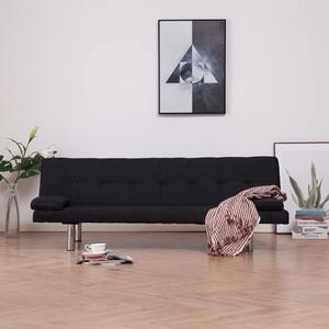 282189 Sofa Bed with Two Pillows Black Polyester