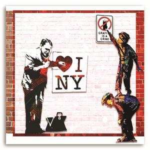 Obraz na plátně Banksy - i love new york Rozměry: 30 x 30 cm
