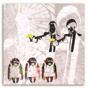 Obraz na plátně Banksy gangsteři s banány a 3 opice Rozměry: 30 x 30 cm