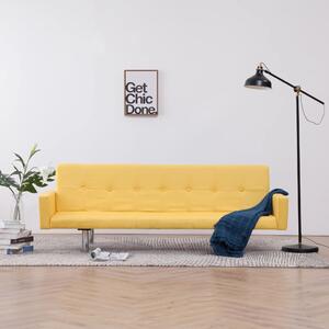 282224 Sofa Bed with Armrest Yellow Polyester