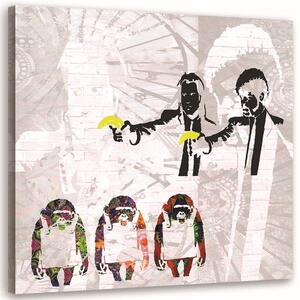 Obraz na plátně Banksy gangsteři s banány a 3 opice Rozměry: 30 x 30 cm