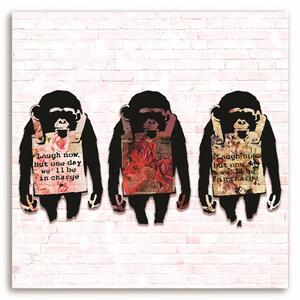Obraz na plátně Banksy 3 opice Rozměry: 30 x 30 cm