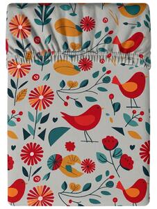 Prostěradlo z mikrovlákna RETRO PTÁČEK barevné 90x200 cm