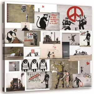 Obraz na plátně Banksy mural - sbírka streetartových děl Rozměry: 30 x 30 cm