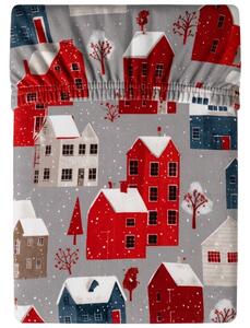 Prostěradlo z mikrovlákna WINTER COTTAGE šedé 90x200 cm