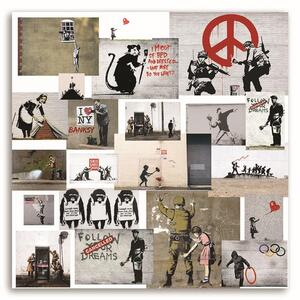 Obraz na plátně Banksy mural - sbírka streetartových děl Rozměry: 30 x 30 cm