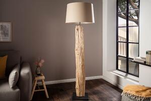 Designová dřevěná stojací lampa béžová: Leonis II Invicta Interior