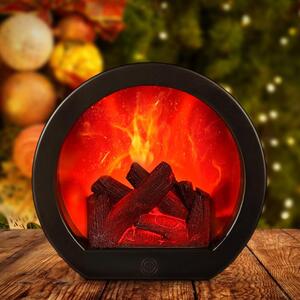 Elektrický krb s dekorativním designem – černá barva, LED efekt plamene – rozměry 12x28x20 cm – samostatně stojící stolní krb