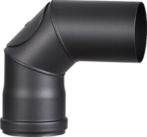 Ohýbací koleno pro peletové kamna, ocelová trubka o tloušťce 1,2 mm, průměr 80 mm, černá barva, úhel 90 stupňů