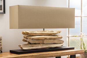 Designová dřevěná stolní lampa přírodní: Geminorum II Invicta Interior