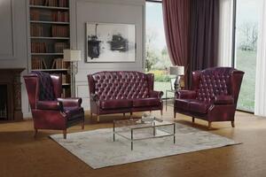 Chesterfield Harold: Sedací souprava 3+2+1 vínová