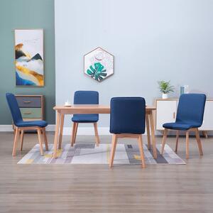 Jídelní židle 4 ks modré textil a masivní dubové dřevo