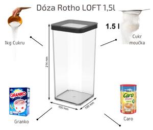 Dóza na potraviny 1,5 l Rotho Loft - LONG Black, černá