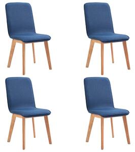 Jídelní židle 4 ks modré textil a masivní dubové dřevo