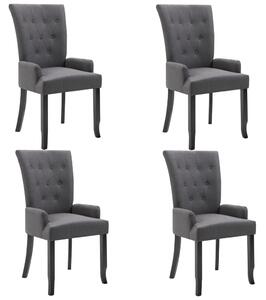 Jídelní židle s područkami 4 ks tmavě šedé textil