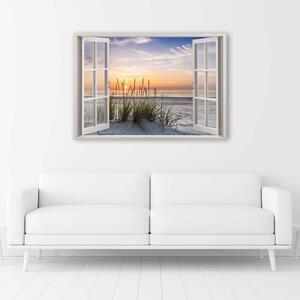 Obraz na plátně Okno s výhledem na pláž Rozměry: 60 x 40 cm