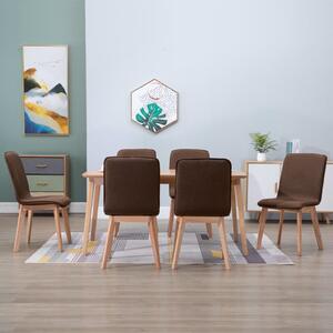 Jídelní židle 6 ks hnědé textil a masivní dubové dřevo