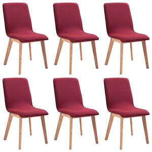 Jídelní židle 6 ks červené textil a masivní dubové dřevo
