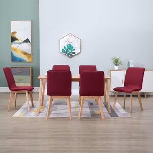 Jídelní židle 6 ks červené textil a masivní dubové dřevo