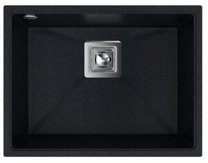 Sink Quality Argon 60, kuchyňský granitový dřez 550x420x225 mm + chromový sifon, černá skvrnitá-Brocade, SKQ-ARG.B.1KBO.60.X