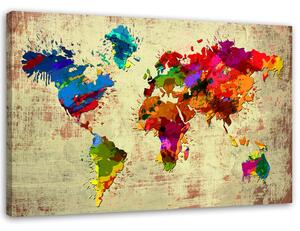 Obraz na plátně Barevná mapa světa Rozměry: 60 x 40 cm