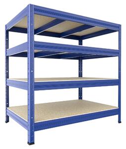 Regál do technické místnosti Biedrax 35 x 75 x 90 cm, modrý, 4 police OSB 10 mm, nosnost 300 kg na polici