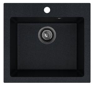Sink Quality Ferrum 50, kuchyňský granitový dřez 490x450x195 mm + černý sifon, brocade, SKQ-FER.B.1K50.XB