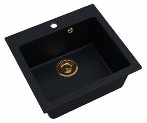 Sink Quality Ferrum 50, kuchyňský granitový dřez 490x450x195 mm + zlatý sifon, brocade, SKQ-FER.B.1K50.XG
