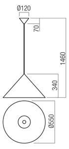 Redo 01-4620 Konos, měděné kónické závěsné svítidlo 1xE27, průměr 55cm