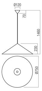 Redo 01-4622 Konos, měděné kónické závěsné svítidlo 1xE27, průměr 75cm