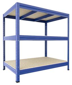 Regál do technické místnosti Biedrax 35 x 75 x 90 cm, modrý, 3 police OSB 10 mm, nosnost 300 kg na polici
