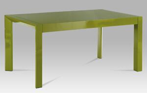 Rozkládací jídelní stůl 160+50x90 cm, vysoký lesk zelený