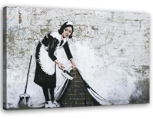 Obraz na plátně Banksy maid - street art mural Rozměry: 60 x 40 cm