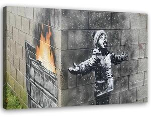 Obraz na plátně Port Talbot chlapec, Banksy nástěnné malby Rozměry: 60 x 40 cm