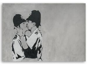 Obraz na plátně Líbání policistů, Banksy nástěnná malba Rozměry: 60 x 40 cm