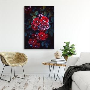 Obraz Červené květy na pozadí listů Velikost: 40 x 60 cm, Provedení: Panelový obraz